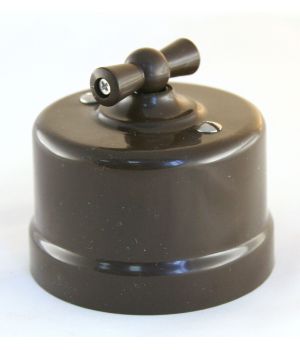 Выключатель двухклавишный поворотный коричневый пластиковый "Bironi"